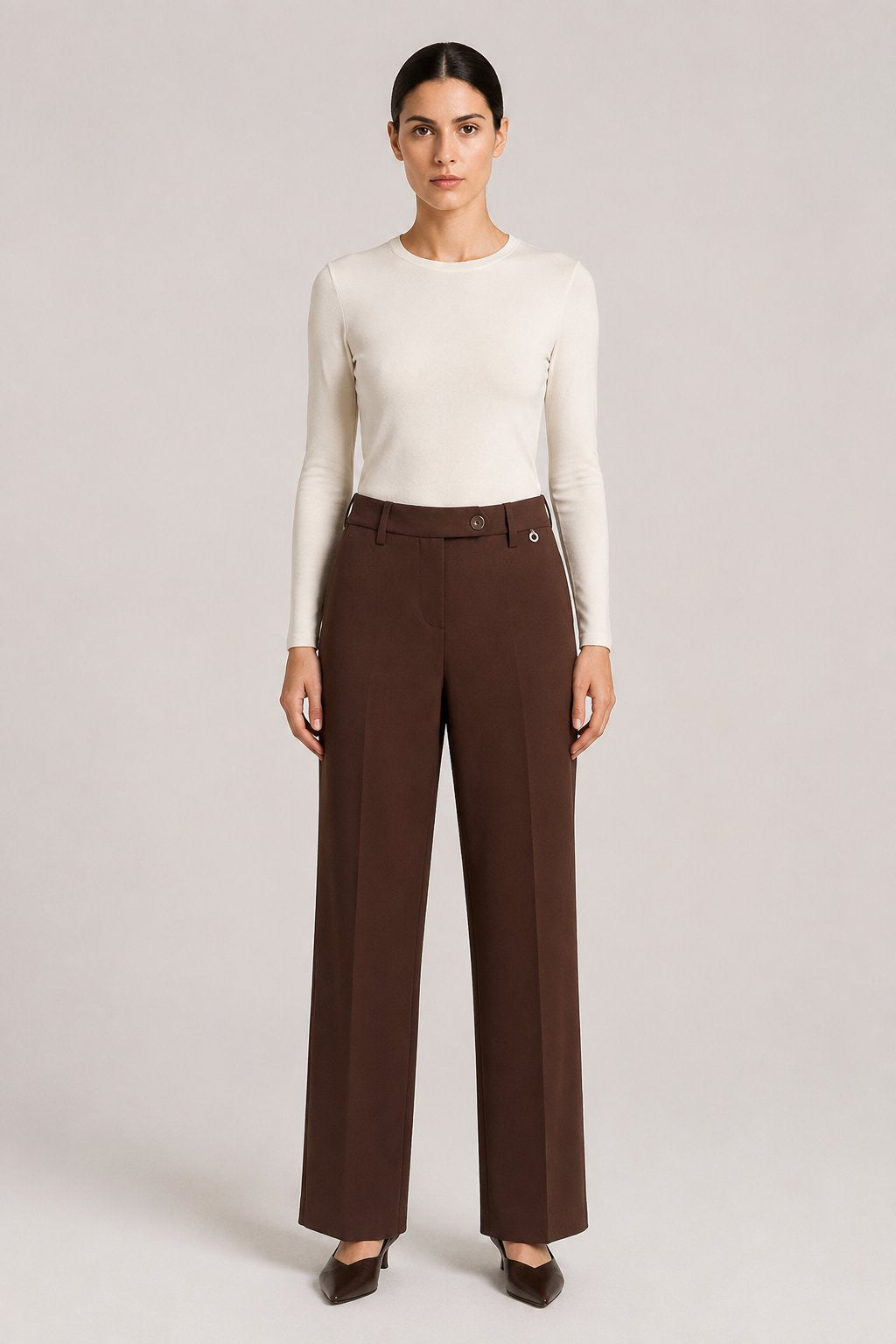 Pantalone dritto marrone cioccolato