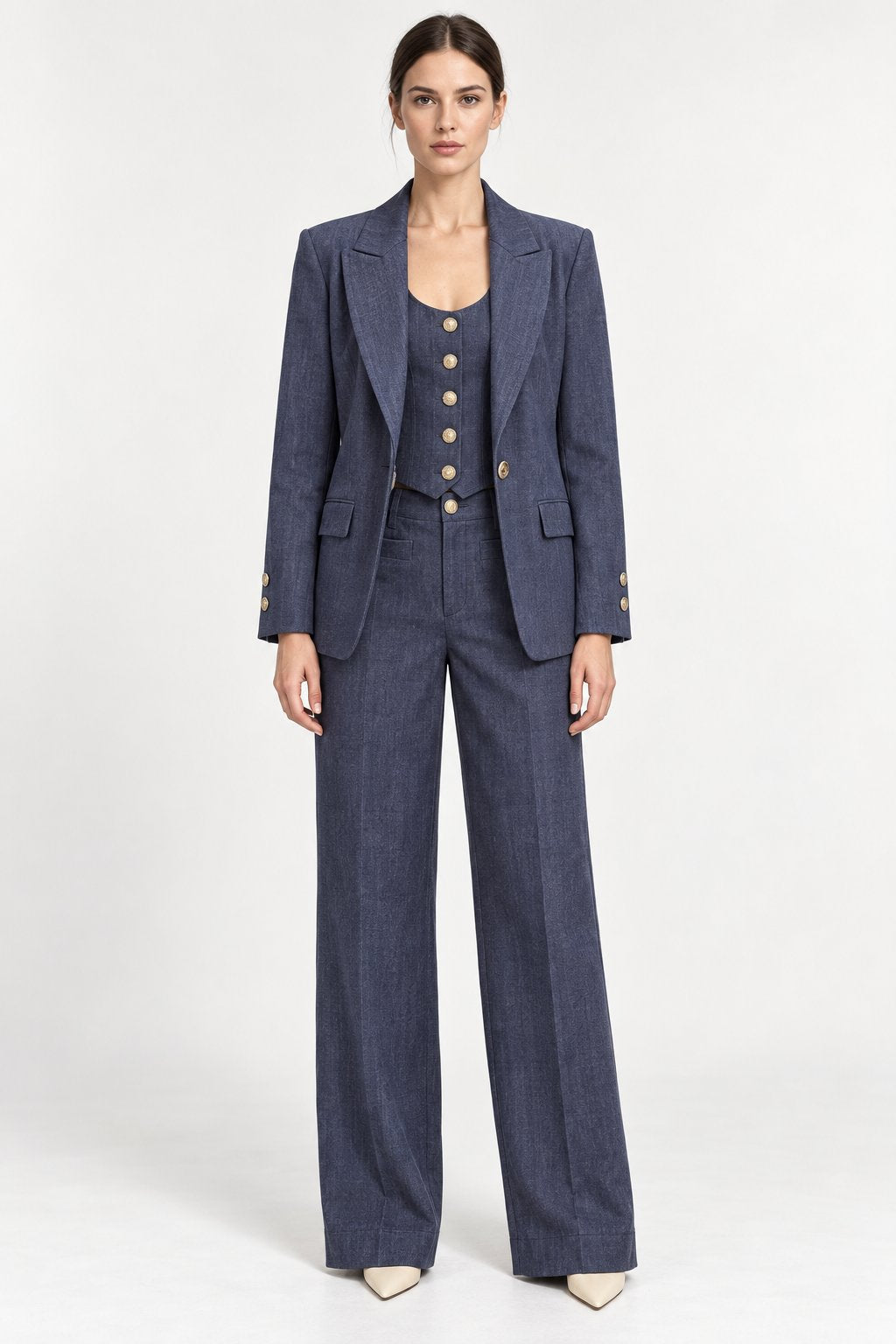 Gilet Corto Blu con Bottoni Dorati Rinascimento