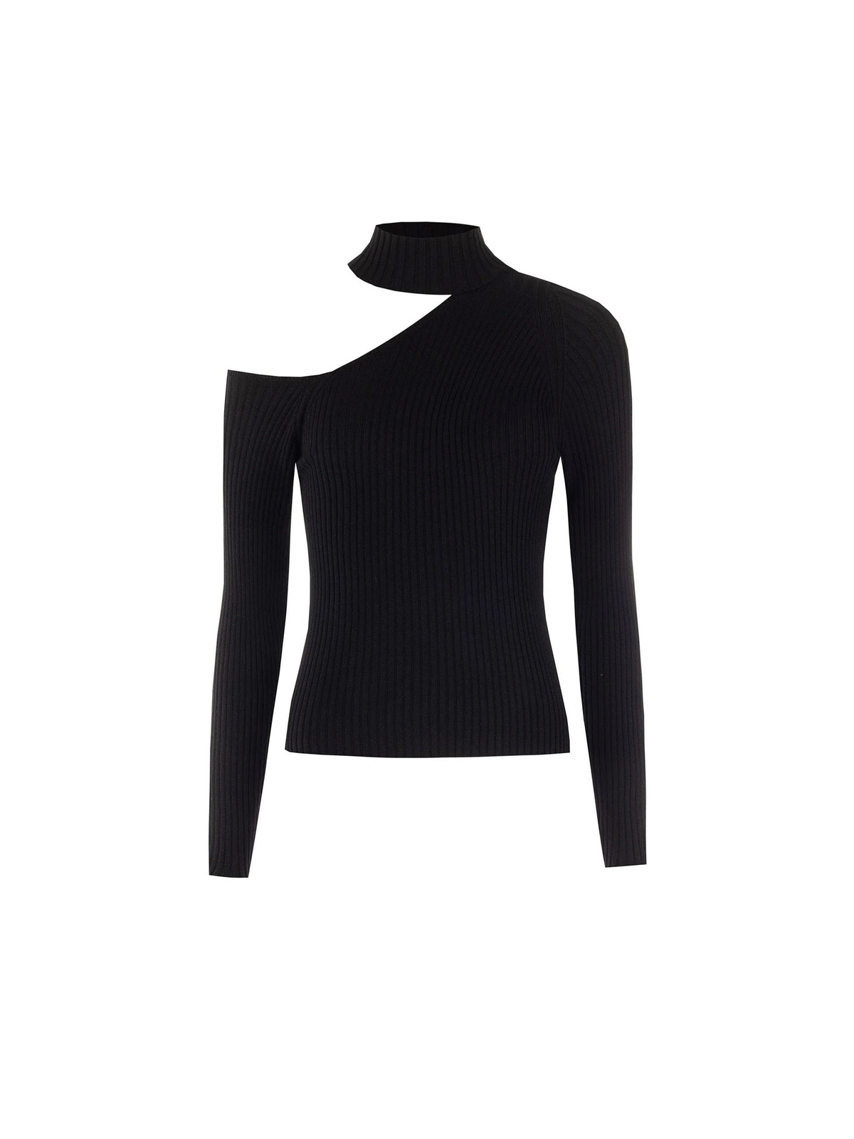 Maglia a Coste Cut-Out Nera Rinascimento
