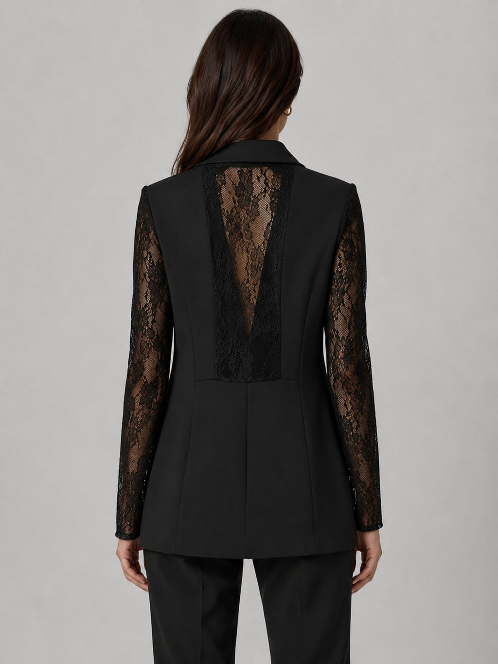 Blazer con maniche in pizzo nero