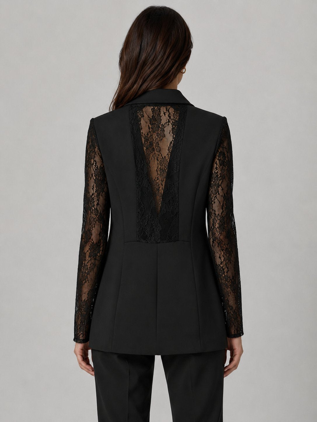 Blazer con maniche in pizzo nero