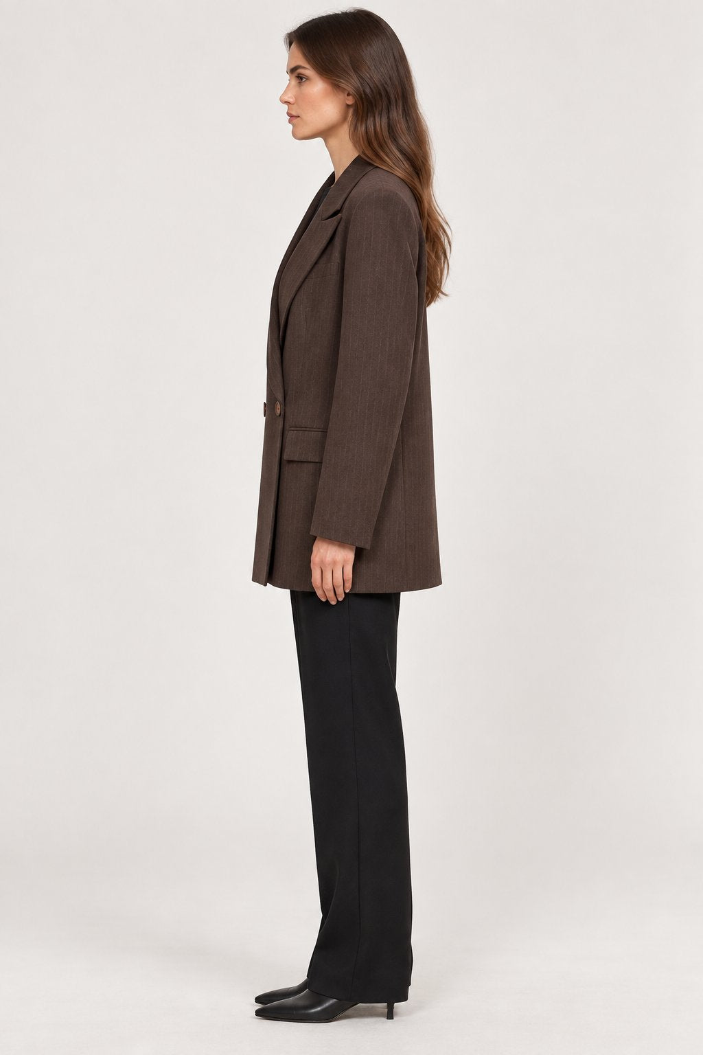 Blazer Doppiopetto Marrone Gessato Goa Goa