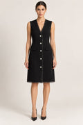 Abito gilet nero con bottoni gioiello
