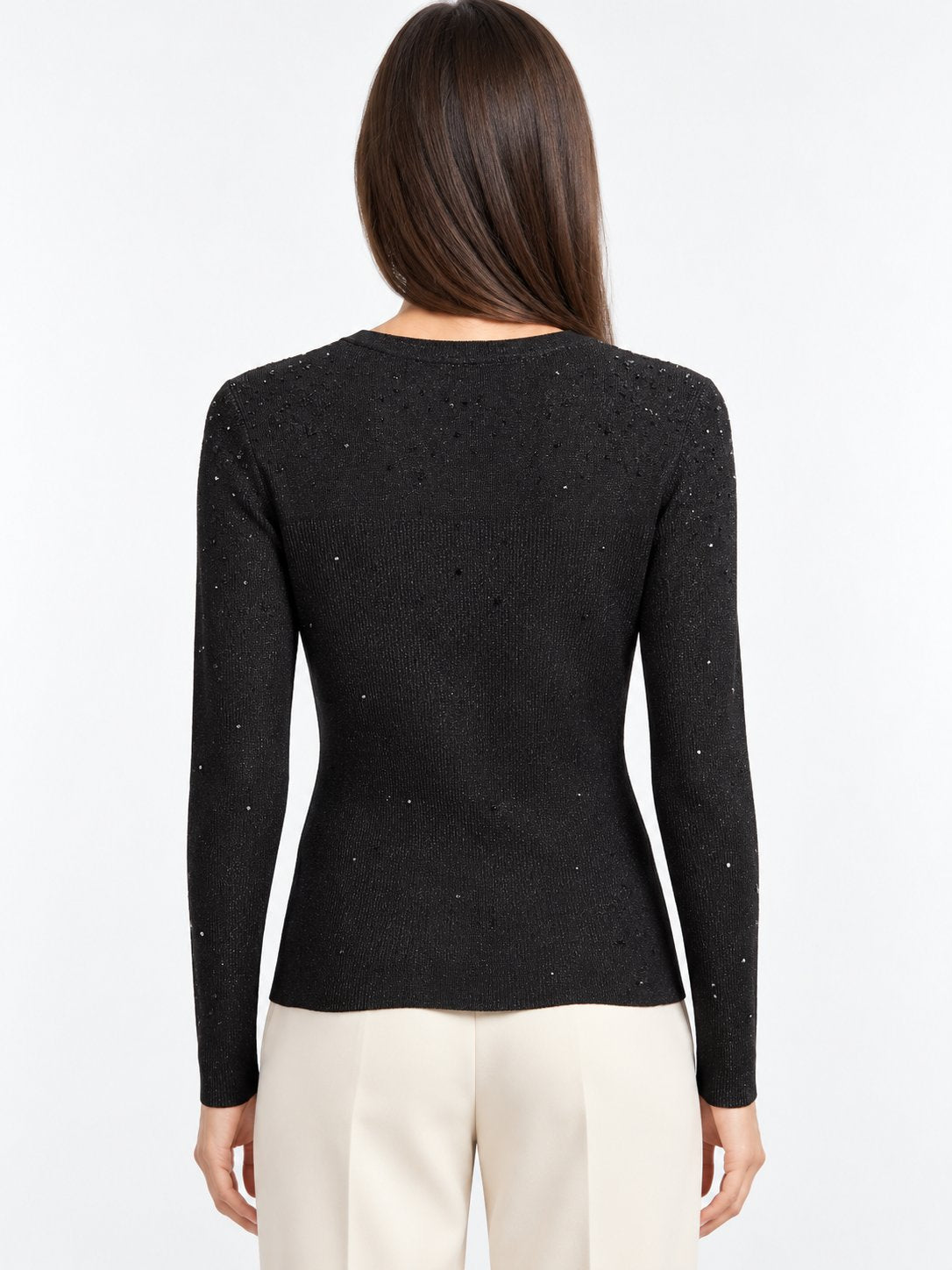 Maglia Girocollo con Cristalli Diffusi