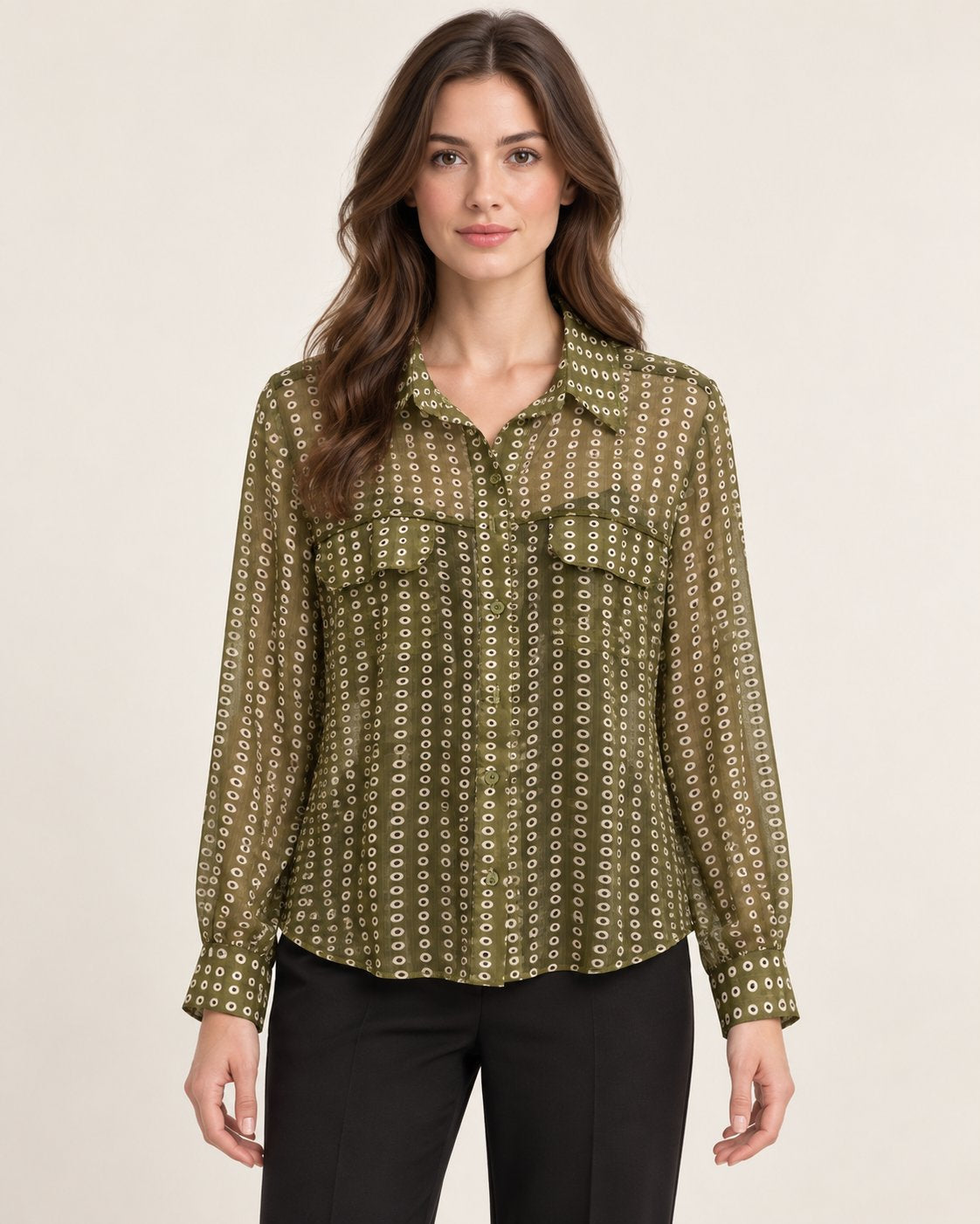 Camicia Fluida con Stampa Geometrica