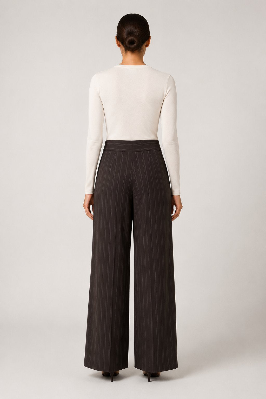 Pantalone palazzo gessato marrone