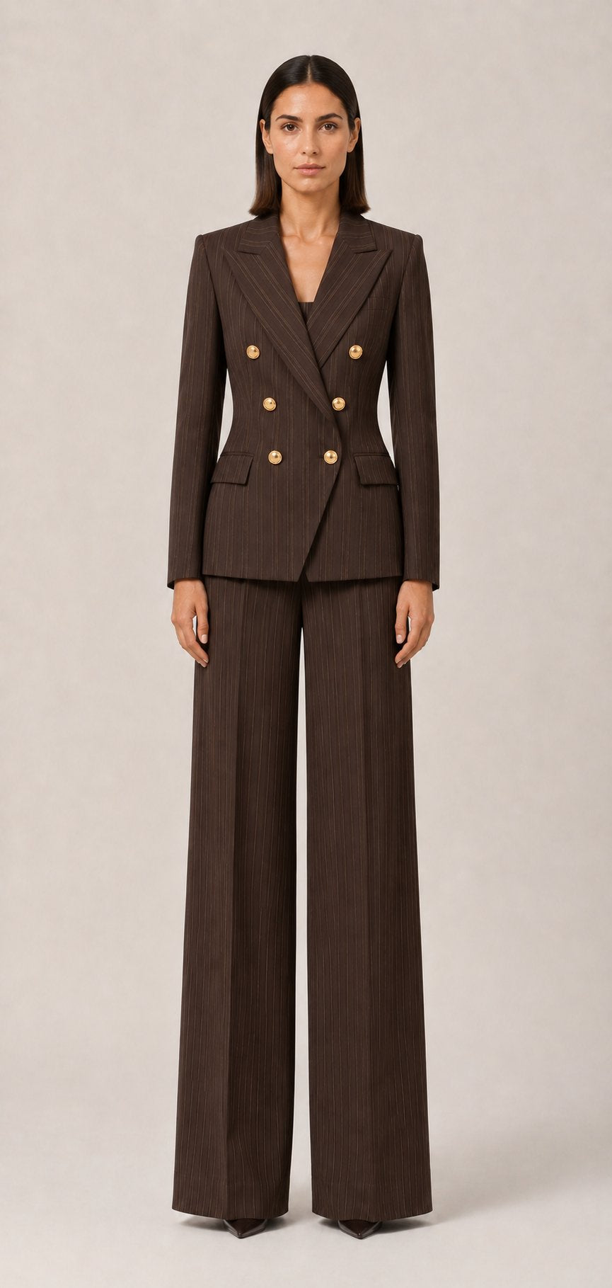 Pantalone palazzo gessato marrone