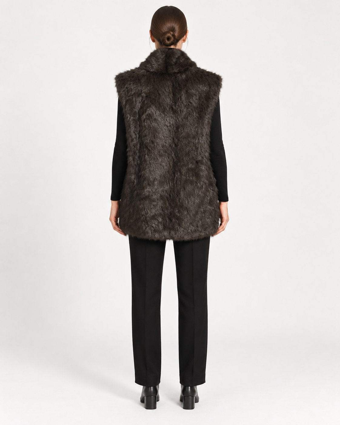 Gilet Lungo Effetto Pelliccia Moro