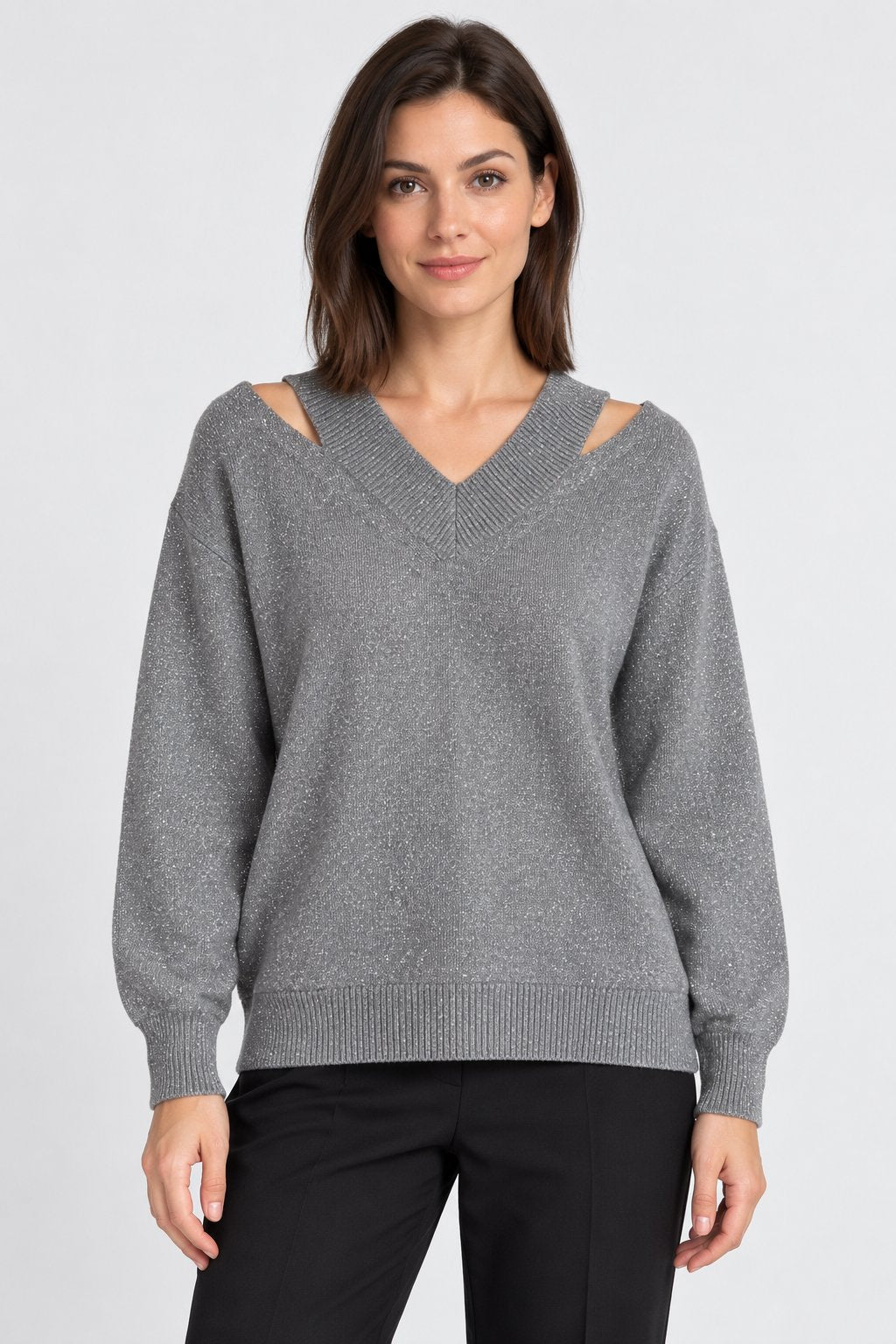 Maglione Lurex con Spacchi sulle Spalle
