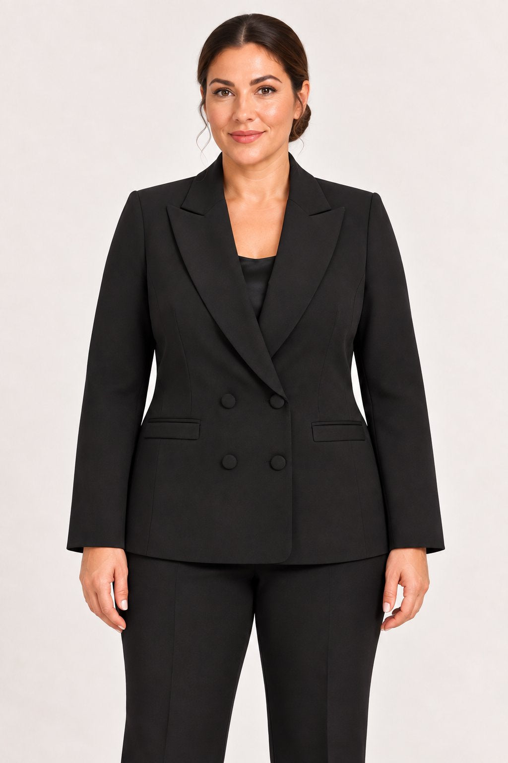 Blazer doppiopetto sagomato nero Rinascimento Curvy