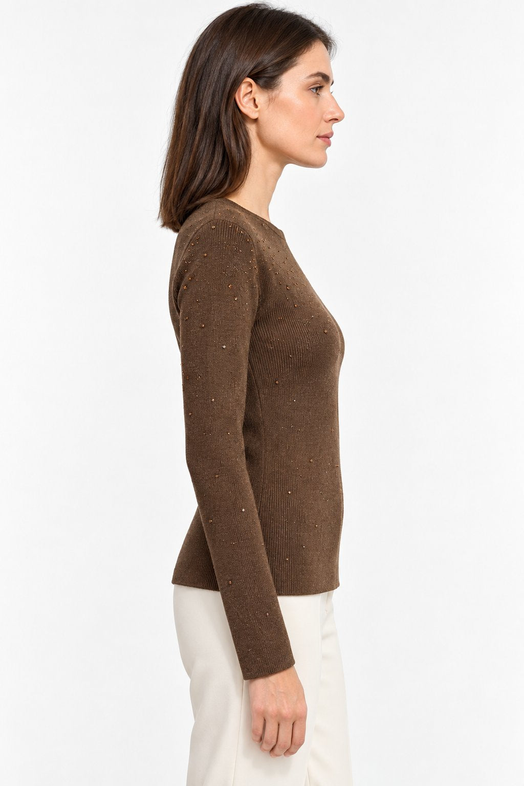 Maglia Girocollo con Cristalli Diffusi
