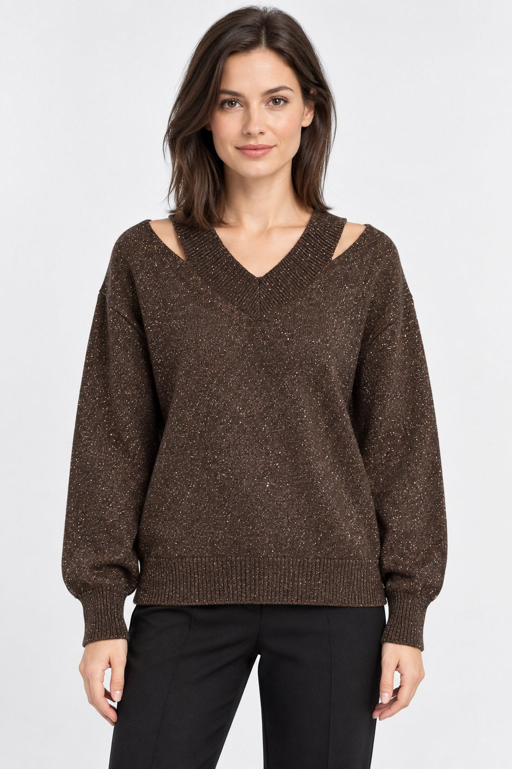 Maglione Lurex con Spacchi sulle Spalle