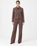 Pantaloni Palazzo Effetto Suede Cacao