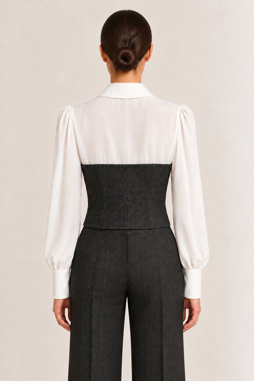 Camicia con bustier gessato bianco e nero