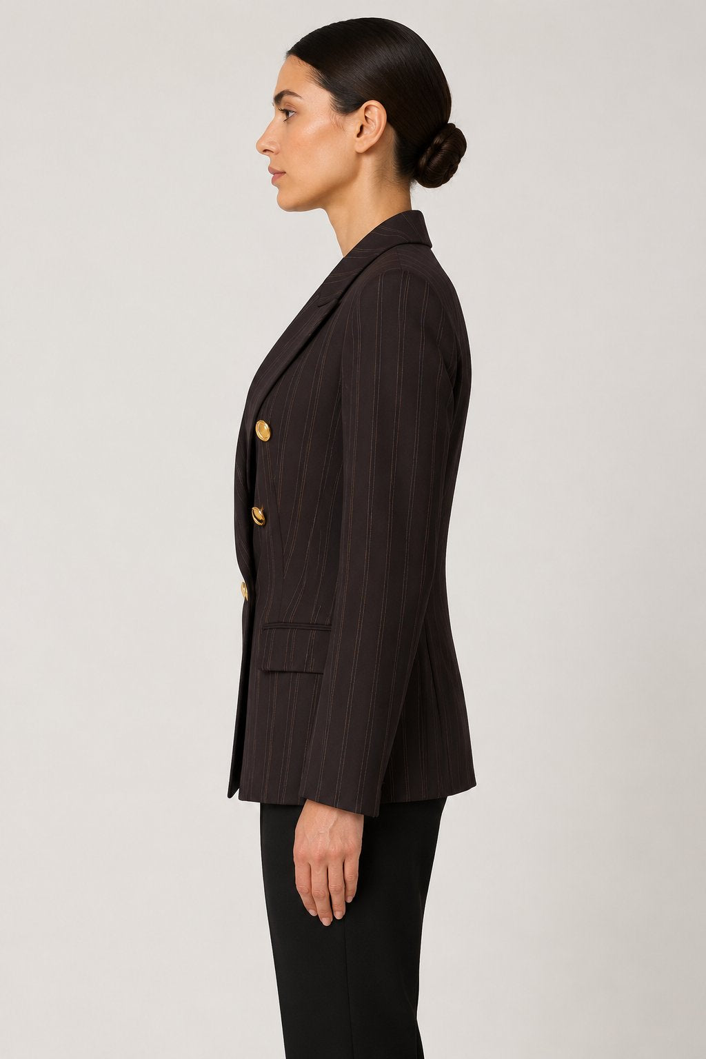 Blazer doppiopetto gessato marrone