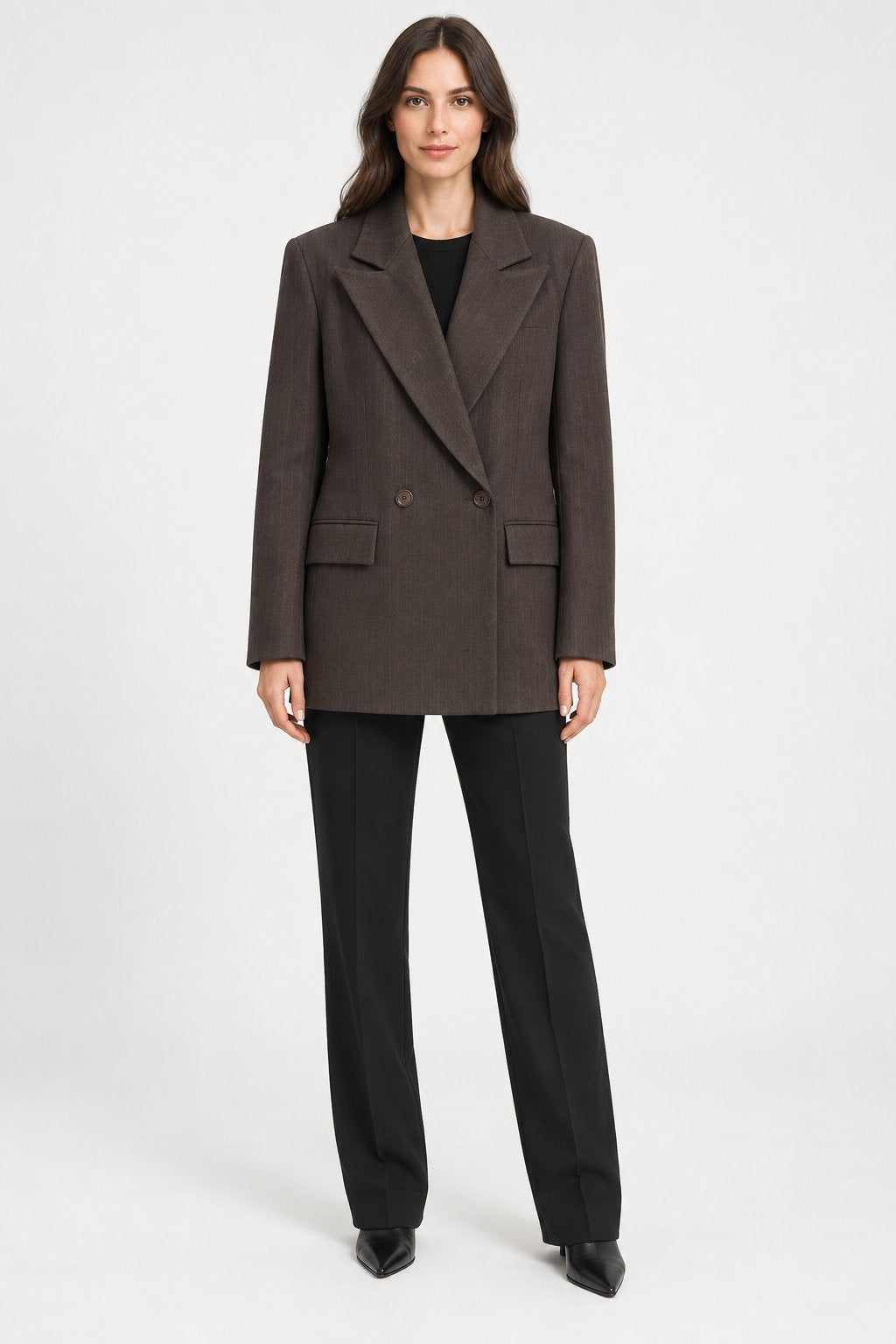 Blazer Doppiopetto Marrone Gessato Goa Goa