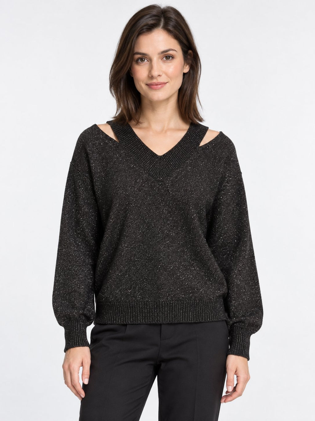 Maglione Lurex con Spacchi sulle Spalle