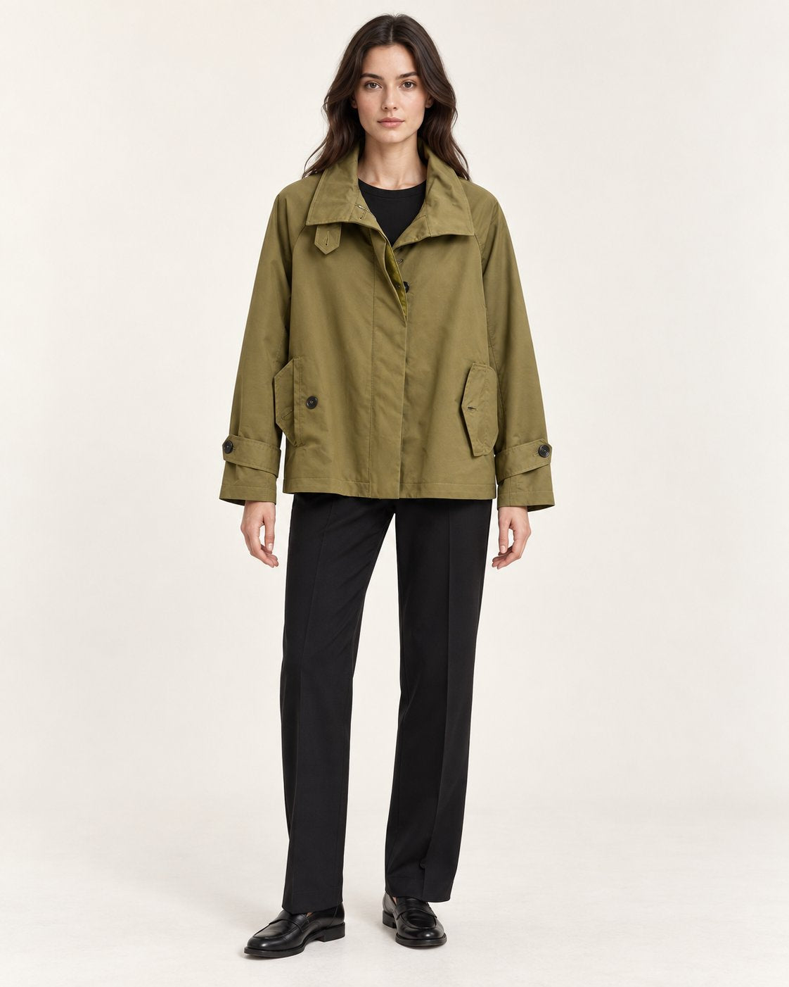 Trench Corto con Collo Trasformabile