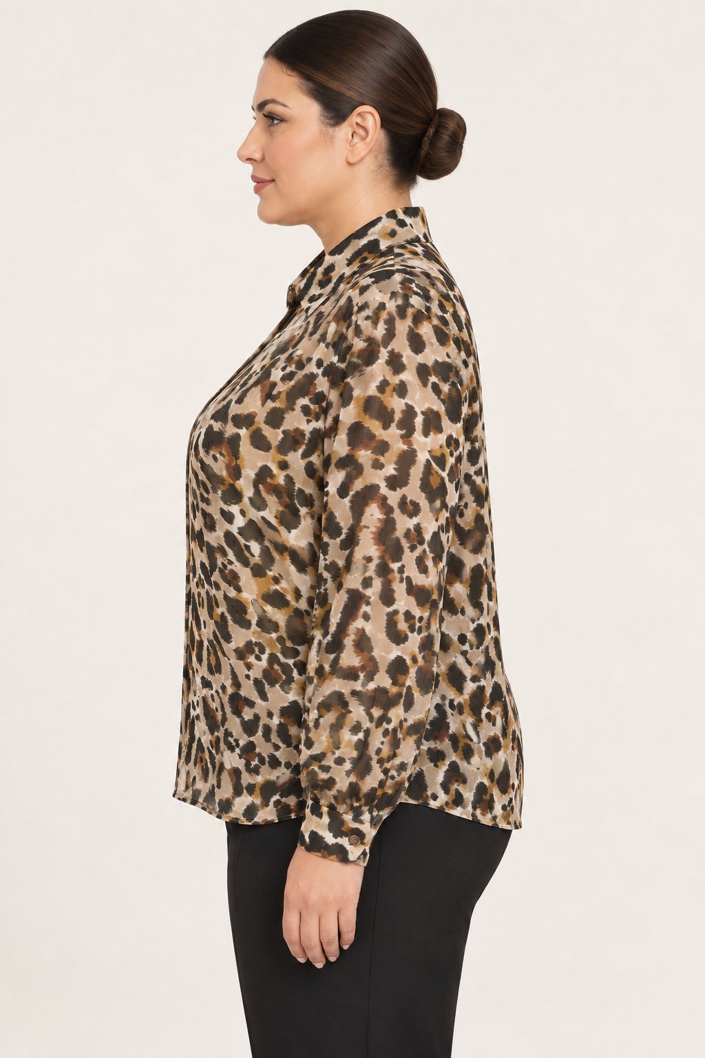 Camicia fluida stampa animalier beige