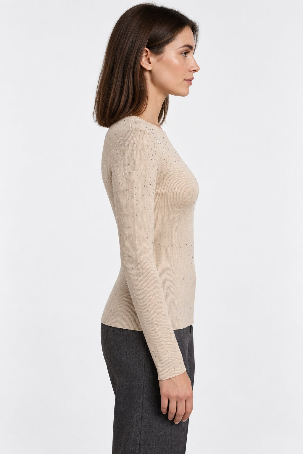 Maglia Girocollo con Cristalli Diffusi