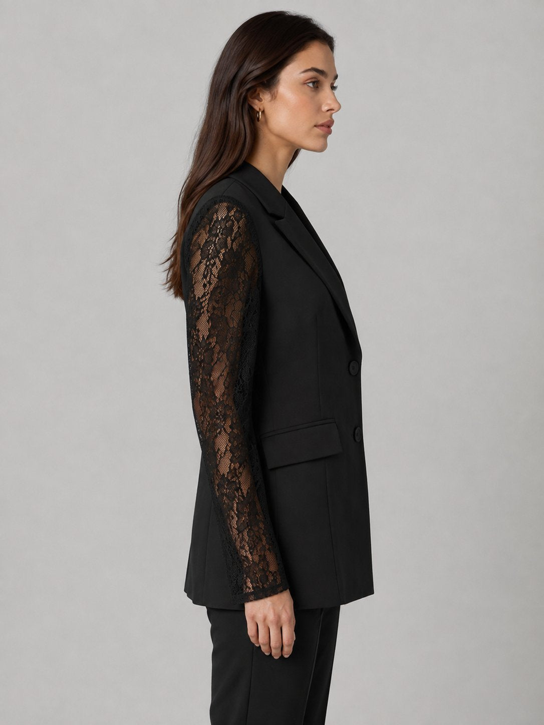 Blazer con maniche in pizzo nero