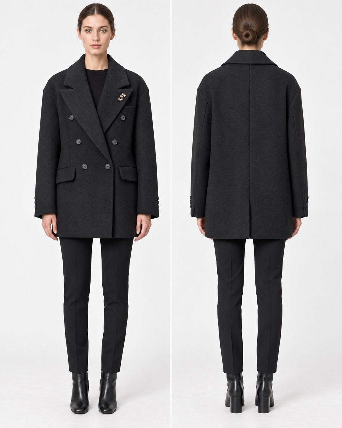 Cappotto Doppiopetto con Spilla