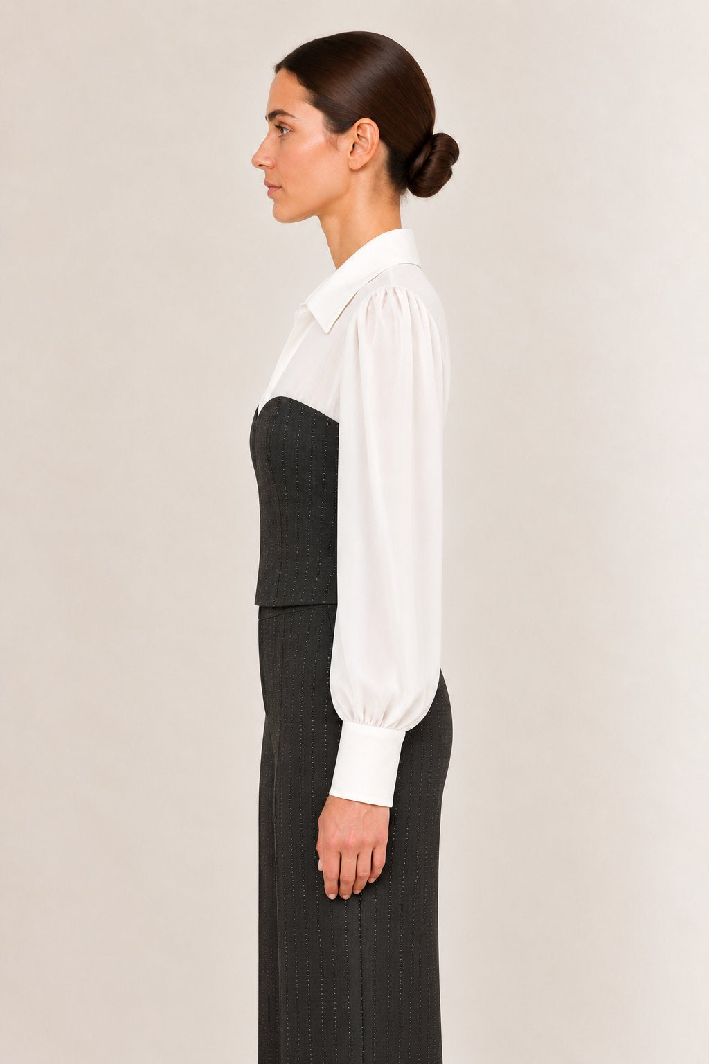 Camicia con bustier gessato bianco e nero