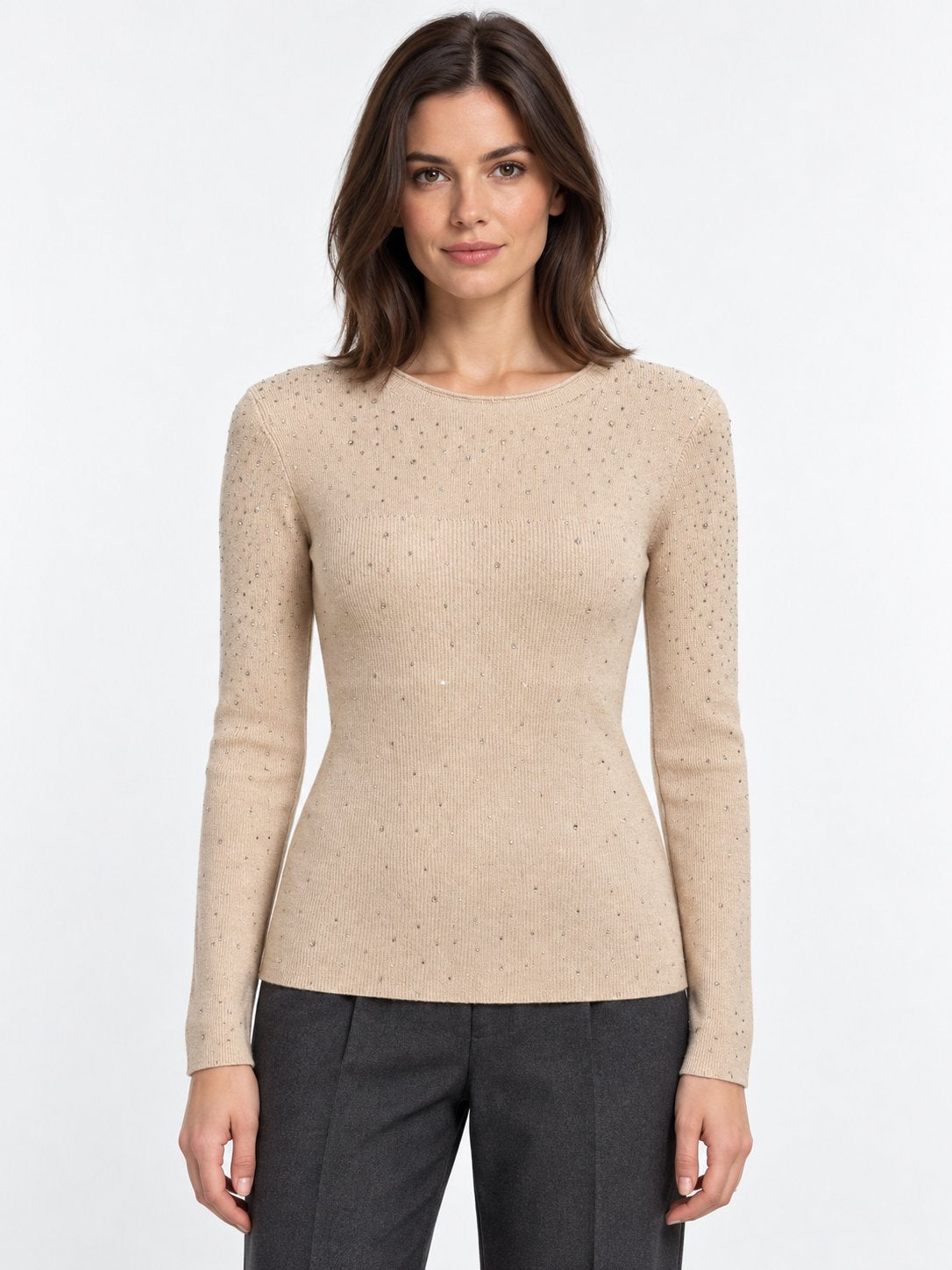 Maglia Girocollo con Cristalli Diffusi