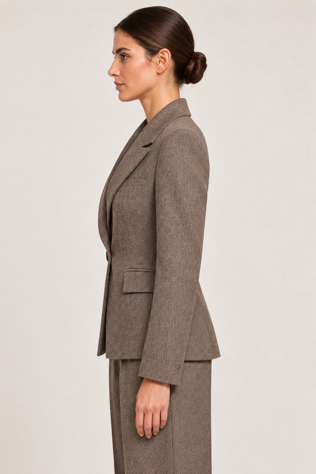 Blazer monopetto mélange color tortora