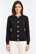 Cardigan Girocollo con Bottoni Gioiello