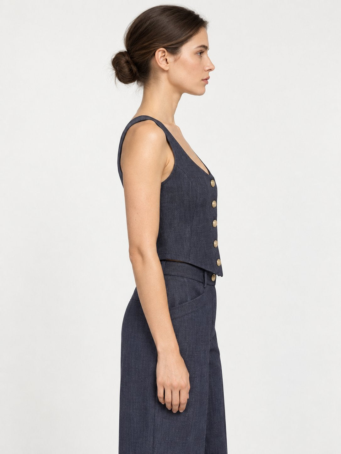 Gilet Corto Blu con Bottoni Dorati Rinascimento