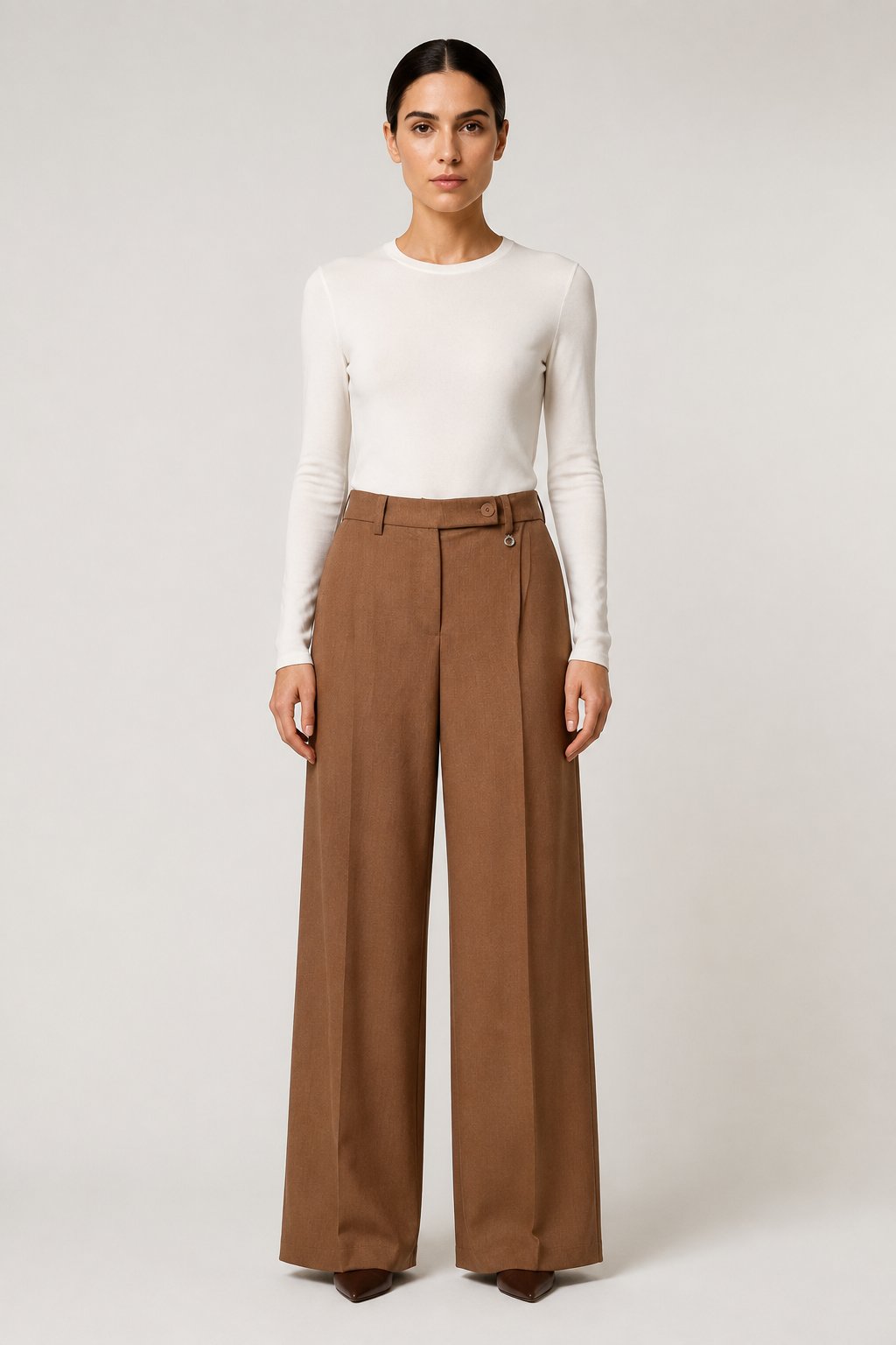 Pantalone palazzo marrone tabacco