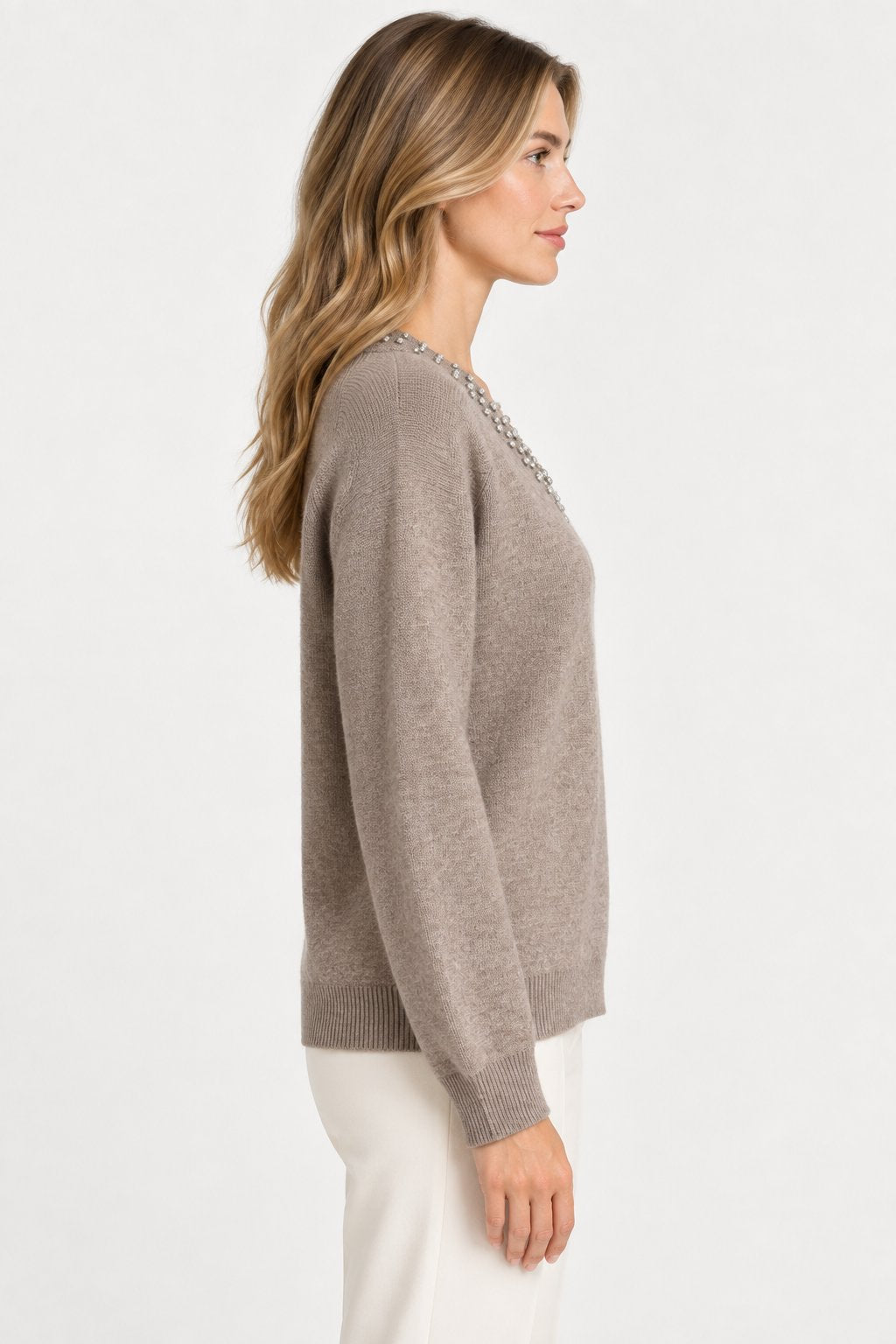 Maglia Tortora con Scollo Gioiello Goa Goa