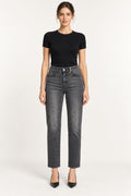 Jeans Straight Grigio con Micro Applicazioni