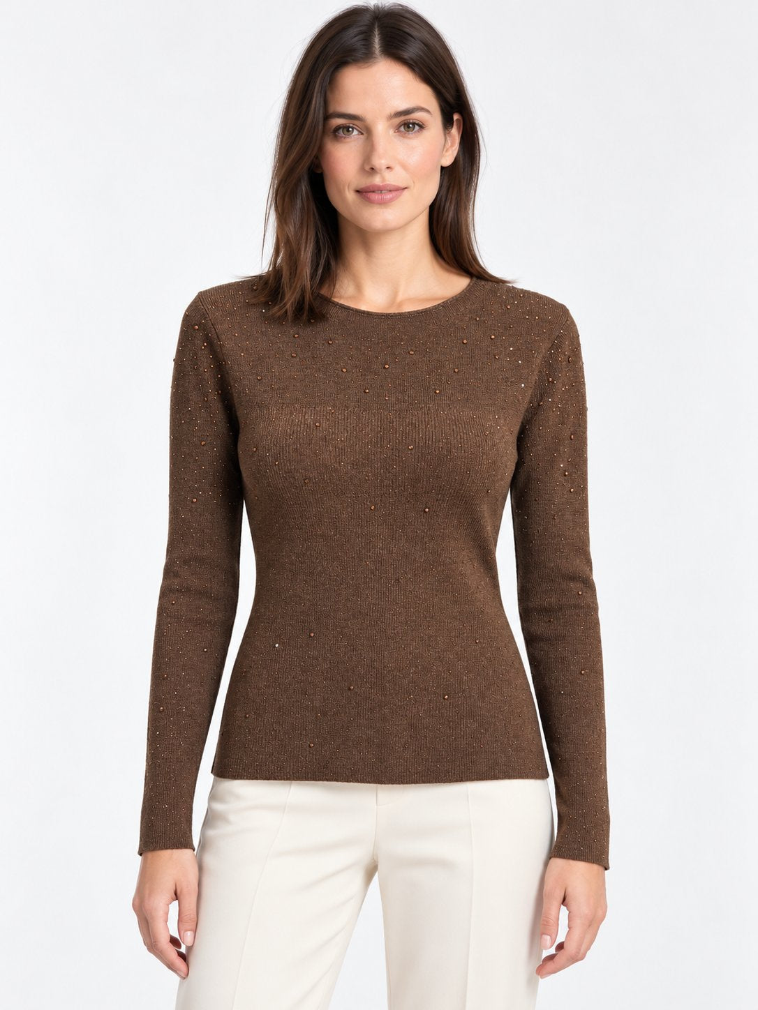 Maglia Girocollo con Cristalli Diffusi