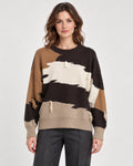Maglione Girocollo Color Block con Frange