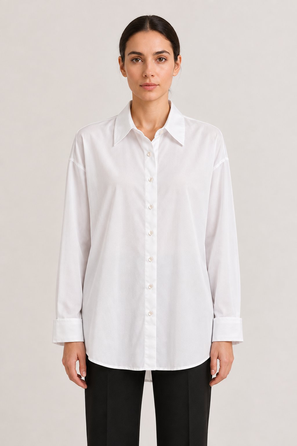 Camicia lunga oversize bianca con polsini
