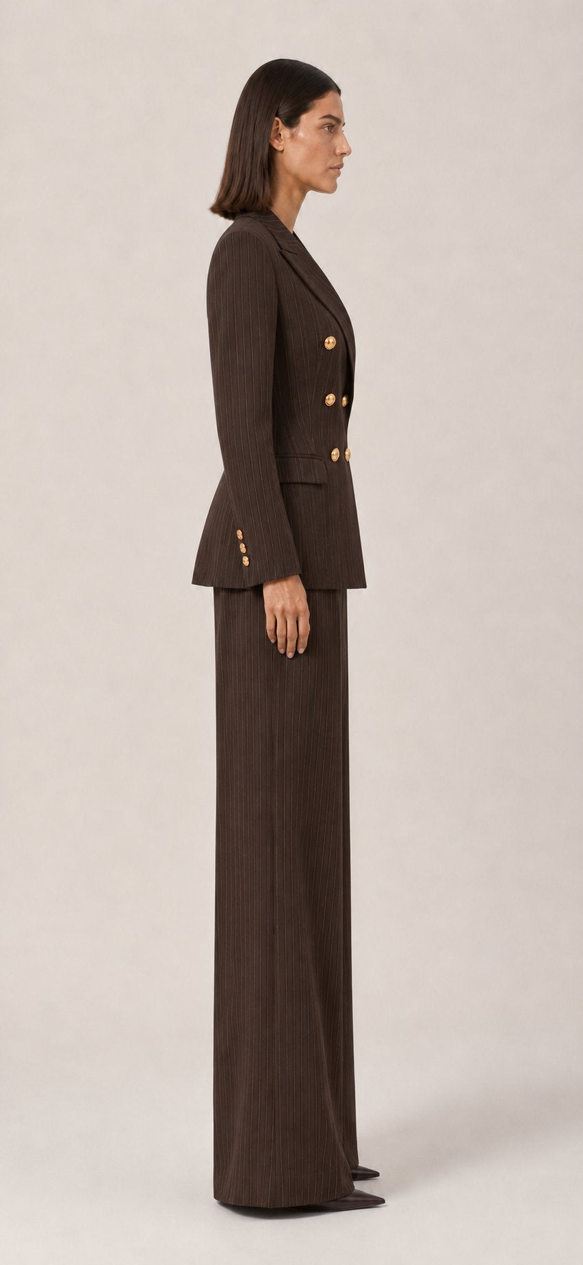 Pantalone palazzo gessato marrone