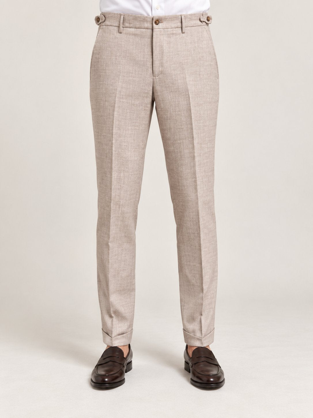 Pantaloni sartoriali mélange beige con regolatori