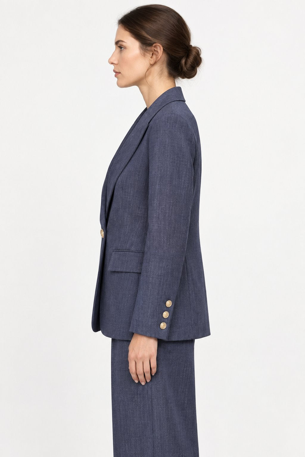 Blazer Monopetto Blu con Bottoni Dorati Rinascimento