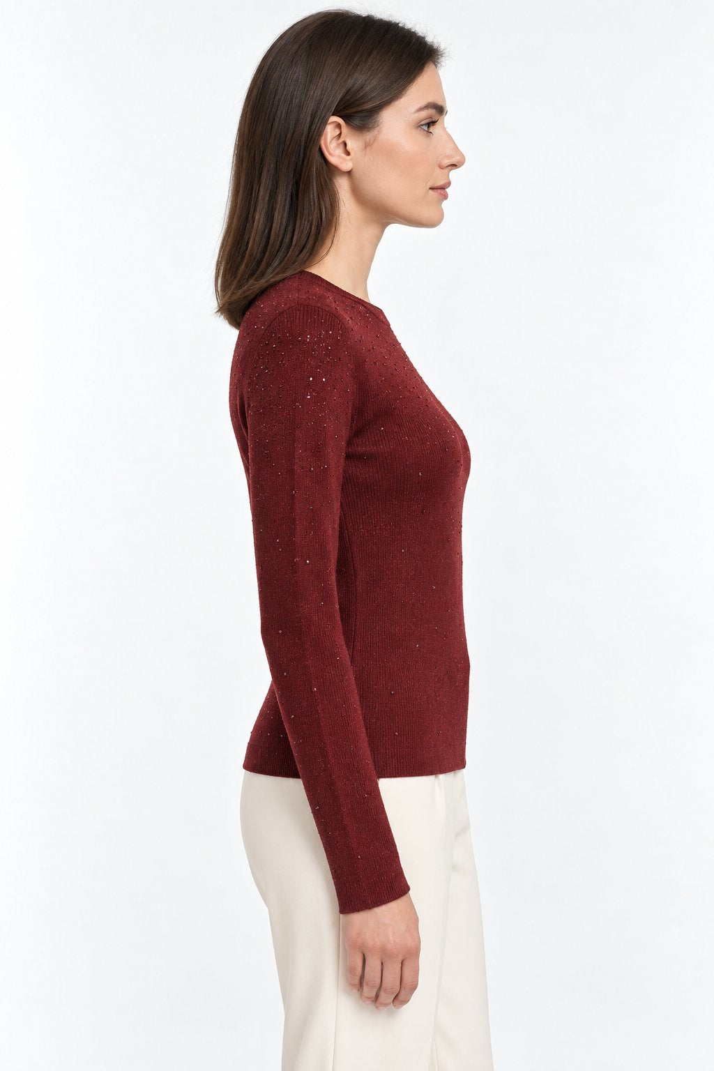 Maglia Girocollo con Cristalli Diffusi
