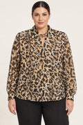 Camicia fluida stampa animalier beige