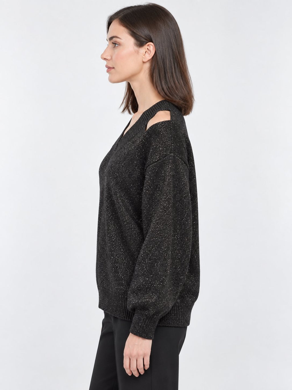Maglione Lurex con Spacchi sulle Spalle