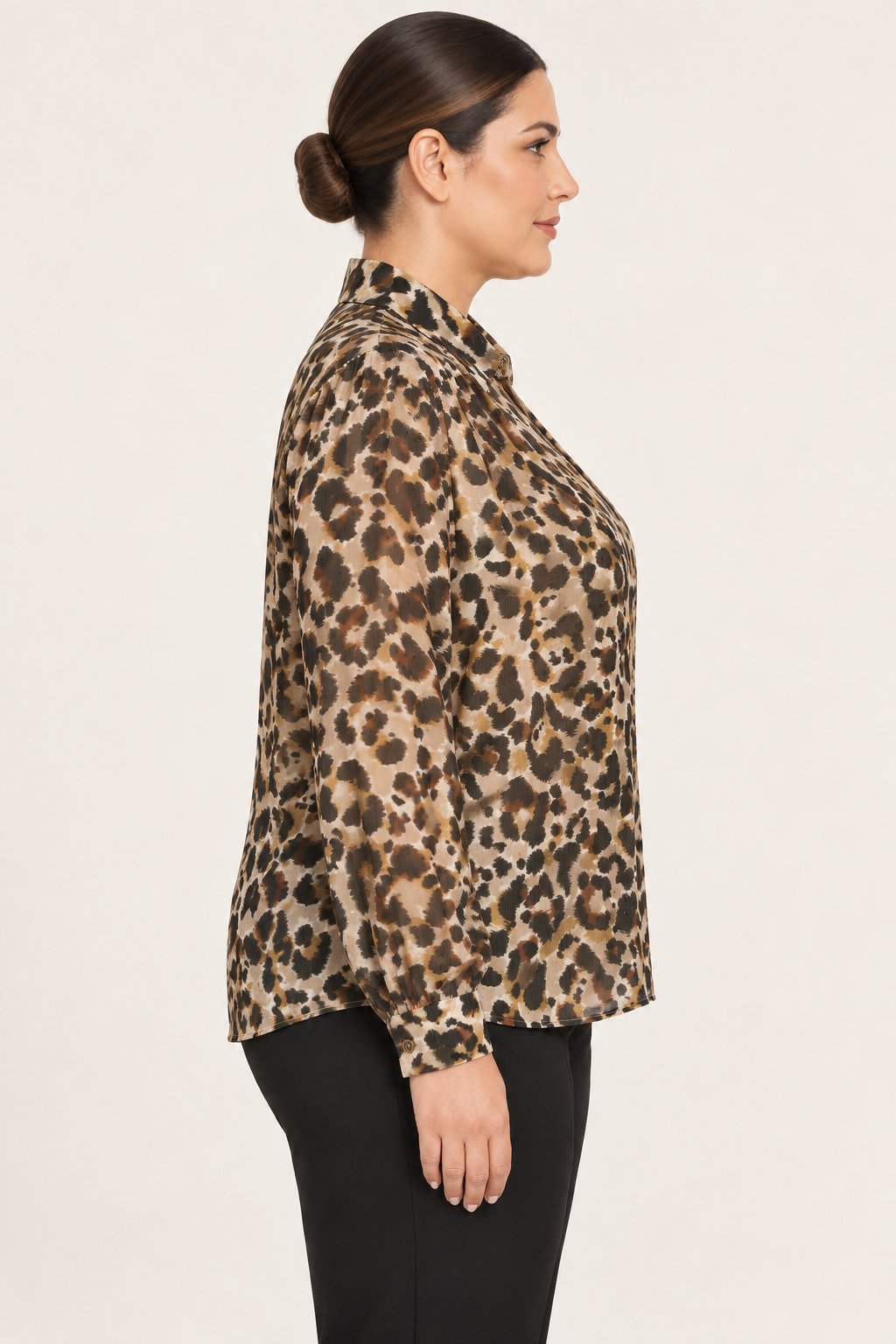 Camicia fluida stampa animalier beige
