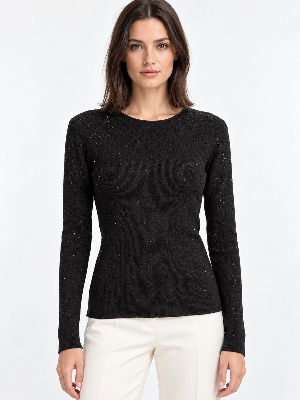 Maglia Girocollo con Cristalli Diffusi