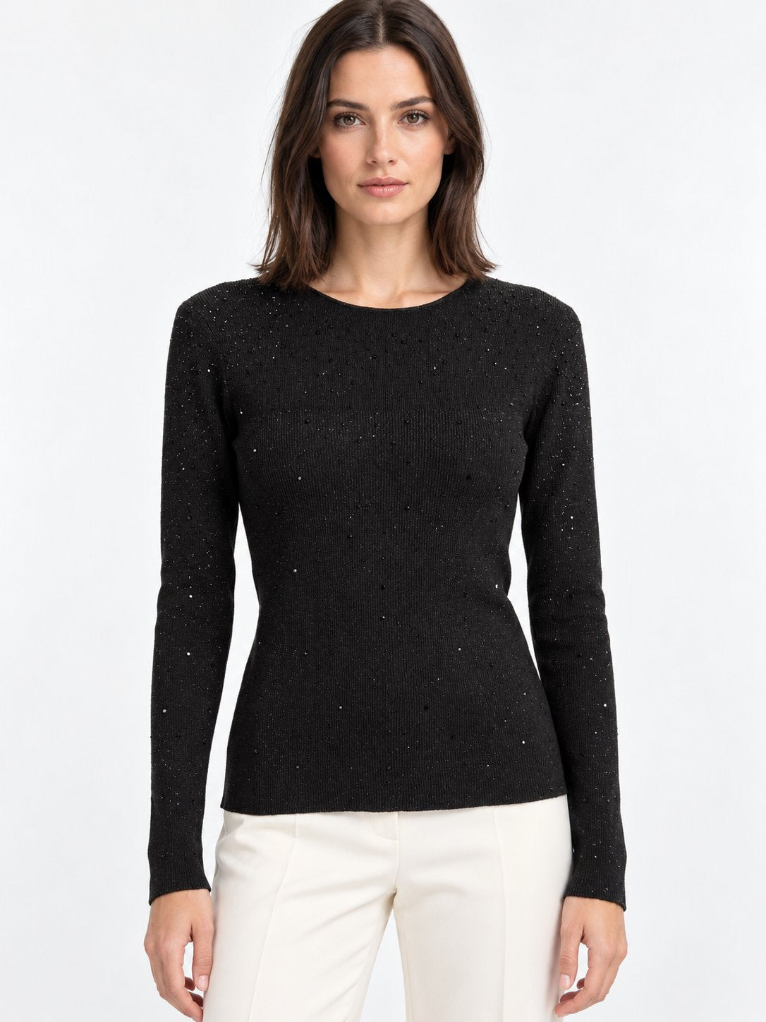 Maglia Girocollo con Cristalli Diffusi