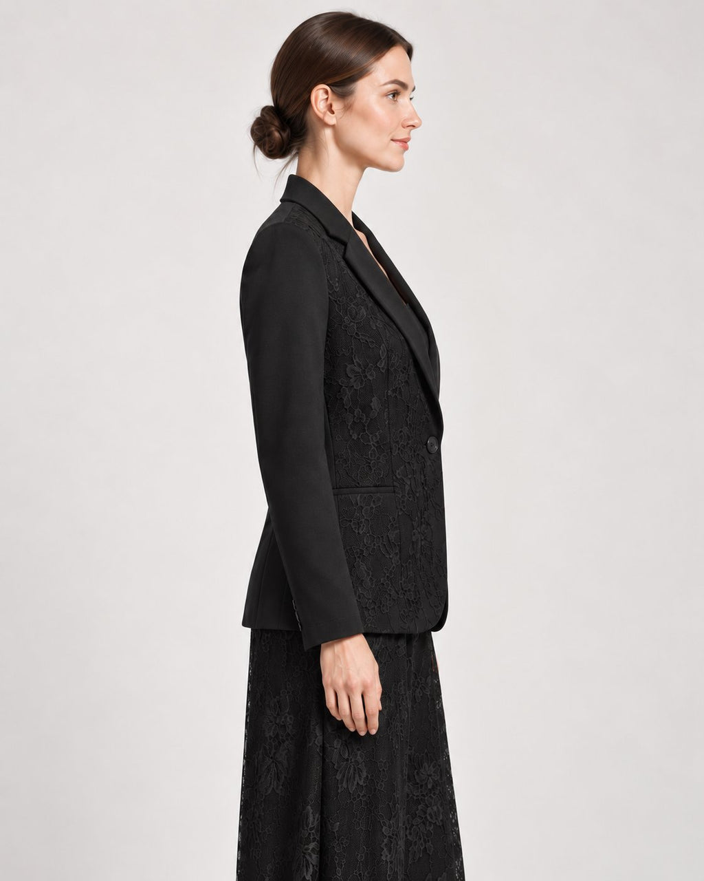 Blazer Monopetto con Pizzo Nero