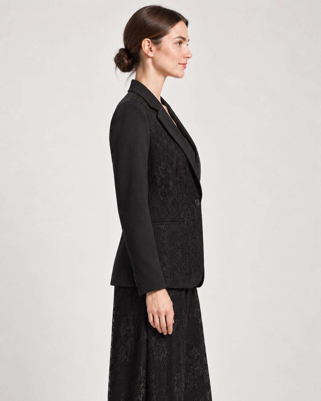 Blazer Monopetto con Pizzo Nero
