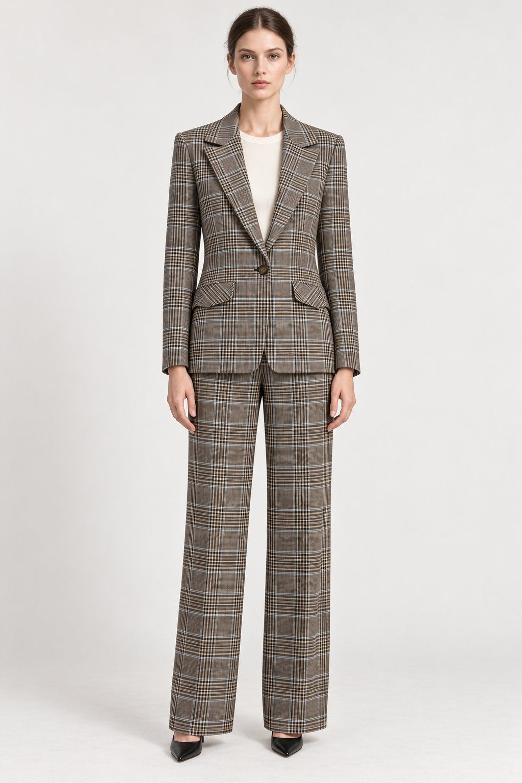 Blazer Monopetto Principe di Galles Taupe Rinascimento