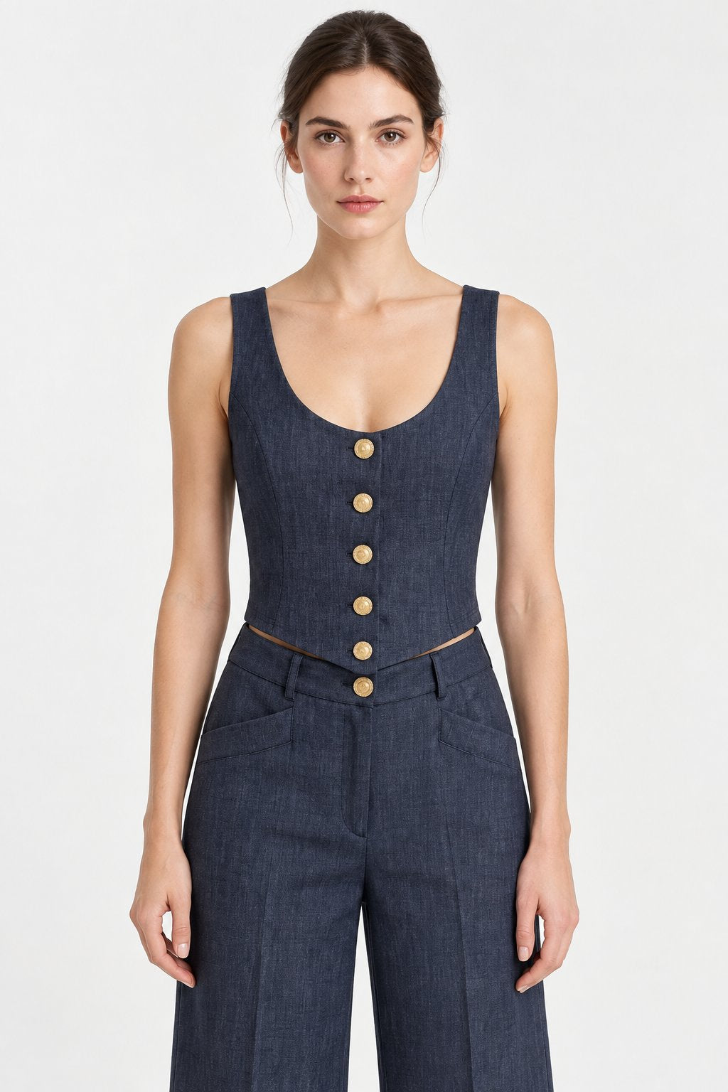 Gilet Corto Blu con Bottoni Dorati Rinascimento